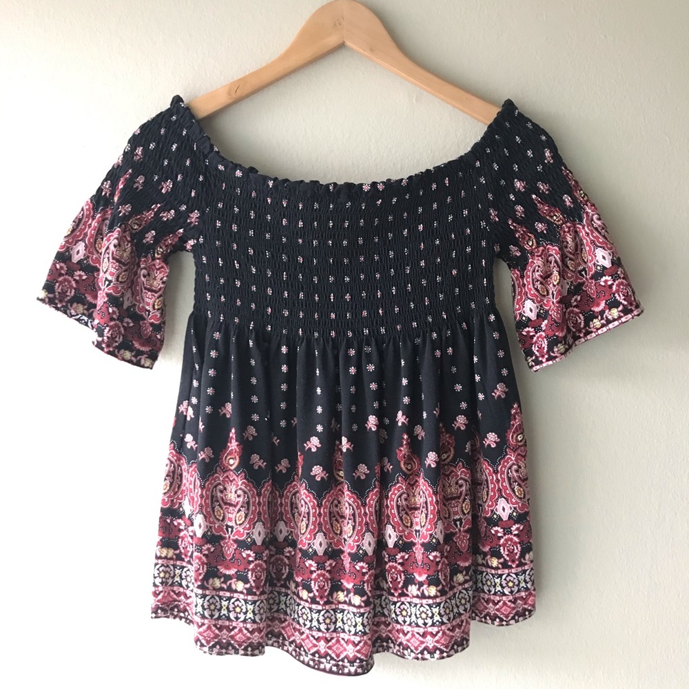 Xhilaration Off the Shoulder Floral Print Top